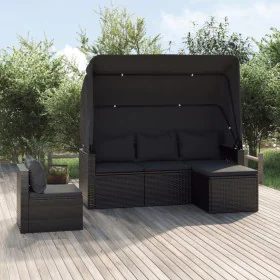 4-piece garden sofa set with black synthetic rattan cushions by vidaXL, Garden sets - Ref: Foro24-3186648, Price: 416,30 €, D...