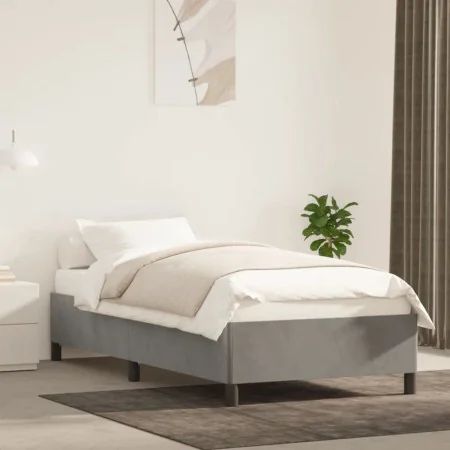 Estructura de cama de terciopelo gris claro 90x190 cm de vidaXL, Camas y somieres - Ref: Foro24-347294, Precio: 79,79 €, Desc...