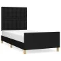 Bed frame with black fabric headboard 90x190 cm by vidaXL, Beds and slatted bases - Ref: Foro24-3125343, Price: 144,29 €, Dis...