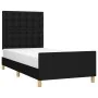 Bed frame with black fabric headboard 90x190 cm by vidaXL, Beds and slatted bases - Ref: Foro24-3125343, Price: 144,29 €, Dis...