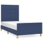 Bed frame with blue fabric headboard 90x200 cm by vidaXL, Beds and slatted bases - Ref: Foro24-3125031, Price: 141,65 €, Disc...