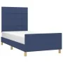 Bed frame with blue fabric headboard 90x200 cm by vidaXL, Beds and slatted bases - Ref: Foro24-3125031, Price: 141,65 €, Disc...