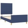 Bed frame with blue fabric headboard 90x200 cm by vidaXL, Beds and slatted bases - Ref: Foro24-3125031, Price: 141,65 €, Disc...
