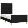 Bed frame with black fabric headboard 100x200 cm by vidaXL, Beds and slatted bases - Ref: Foro24-3125278, Price: 142,59 €, Di...