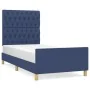 Bed frame with blue fabric headboard 90x190 cm by vidaXL, Beds and slatted bases - Ref: Foro24-3125266, Price: 168,95 €, Disc...