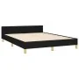 Bed frame with black fabric headboard 140x190 cm by vidaXL, Beds and slatted bases - Ref: Foro24-3124889, Price: 203,47 €, Di...