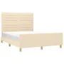 Bed frame with cream fabric headboard 140x190 cm by vidaXL, Beds and slatted bases - Ref: Foro24-3125135, Price: 227,86 €, Di...
