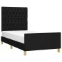 Bed frame with black fabric headboard 90x190 cm by vidaXL, Beds and slatted bases - Ref: Foro24-3125262, Price: 151,13 €, Dis...
