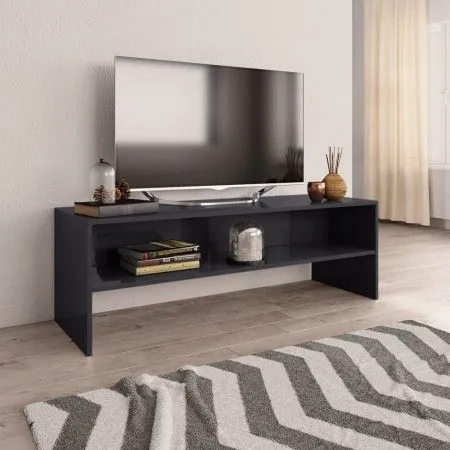 Grau glänzender TV-Schrank aus Sperrholz, 120 x 40 x 40 cm von vidaXL, TV-Möbel - Ref: Foro24-800044, Preis: 53,34 €, Rabatt: %