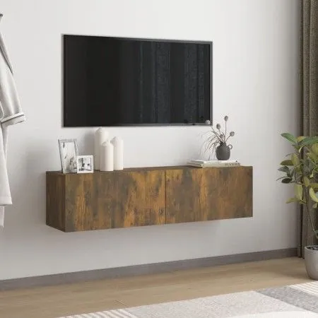 TV-Wandschrank aus geräuchertem Eichensperrholz, 120 x 30 x 30 cm von vidaXL, TV-Möbel - Ref: Foro24-815099, Preis: 50,36 €, ...
