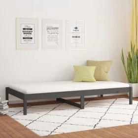 Solid gray pine wood sofa bed 90x190 cm by vidaXL, Beds and slatted bases - Ref: Foro24-820424, Price: 86,52 €, Discount: %