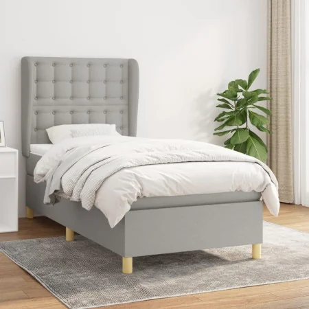 Box spring bed with light gray fabric mattress 90x200 cm by vidaXL, Beds and slatted bases - Ref: Foro24-3128813, Price: 337,...