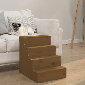 Pet ladder solid honey brown pine wood 40x49x47 cm by vidaXL, Pet Steps and Ramps - Ref: Foro24-822469, Price: 69,87 €, Disco...