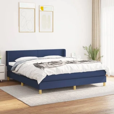 Box spring bed with blue fabric mattress 160x200 cm by vidaXL, Beds and slatted bases - Ref: Foro24-3130127, Price: 475,47 €,...