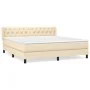 Box spring bed with cream fabric mattress 160x200 cm by vidaXL, Beds and slatted bases - Ref: Foro24-3129966, Price: 518,84 €...