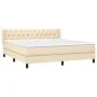 Box spring bed with cream fabric mattress 160x200 cm by vidaXL, Beds and slatted bases - Ref: Foro24-3129966, Price: 518,84 €...
