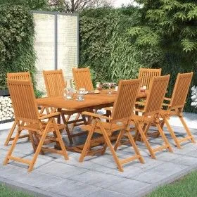 Garten-Essgruppe 9-teilig aus massivem Akazienholz von vidaXL, Gartensets - Ref: Foro24-3079642, Preis: 862,60 €, Rabatt: %