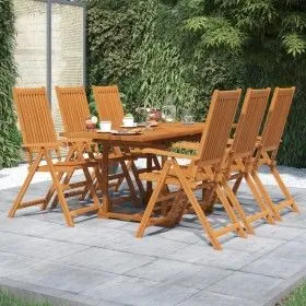 7-piece solid acacia wood garden dining set by vidaXL, Garden sets - Ref: Foro24-3079646, Price: 582,29 €, Discount: %