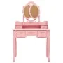 Pink dressing table with stool and triple folding mirror by vidaXL, Bedroom Dressers - Ref: Foro24-289327, Price: 172,58 €, D...