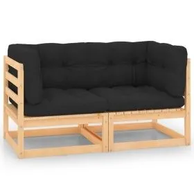 Garden footrest with cushions 2 pcs solid pine wood by vidaXL, Outdoor sofas - Ref: Foro24-3083726, Price: 143,59 €, Discount: %
