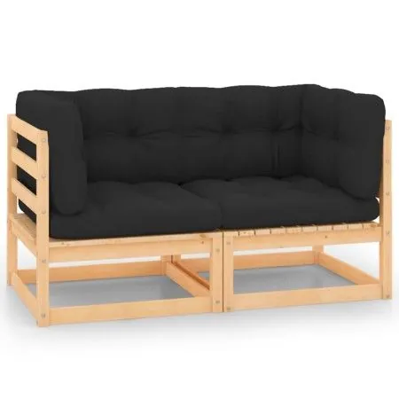 Garden footrest with cushions 2 pcs solid pine wood by vidaXL, Outdoor sofas - Ref: Foro24-3083726, Price: 143,59 €, Discount: %