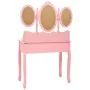 Pink dressing table with stool and triple folding mirror by vidaXL, Bedroom Dressers - Ref: Foro24-289327, Price: 172,58 €, D...
