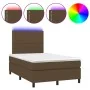 Box spring bed with mattress and LED dark brown fabric 120x200 cm by vidaXL, Beds and slatted bases - Ref: Foro24-3134784, Pr...