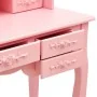 Pink dressing table with stool and triple folding mirror by vidaXL, Bedroom Dressers - Ref: Foro24-289327, Price: 172,58 €, D...