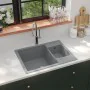 Double bowl kitchen sink with overflow in gray granite by vidaXL, Sinks - Ref: Foro24-147086, Price: 110,63 €, Discount: %