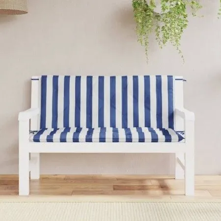 Cojines banco jardín 2 uds tela a rayas azul blanco 120x50x7 cm von vidaXL, Kissen für Stühle und Sofas - Ref: Foro24-361690,...