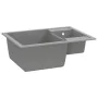 Doppelspülbecken mit Überlauf aus grauem Granit von vidaXL, Sinkt - Ref: Foro24-147086, Preis: 110,63 €, Rabatt: %