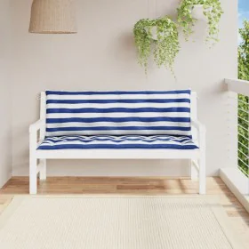 Garden bench cushions 2 pcs blue white striped fabric 150x50x7 cm by vidaXL, Cushions for chairs and sofas - Ref: Foro24-3617...