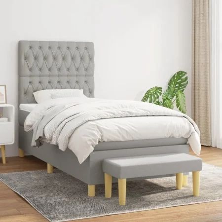 Boxspringbett mit hellgrauer Stoffmatratze 90x200 cm von vidaXL, Betten und Lattenroste - Ref: Foro24-3137365, Preis: 364,45 ...