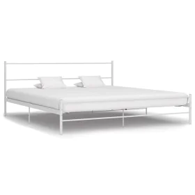 White metal bed frame 200x200 cm by vidaXL, Beds and slatted bases - Ref: Foro24-284698, Price: 83,33 €, Discount: %