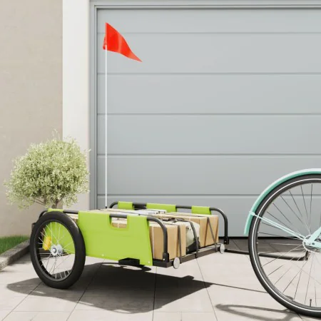 Fahrradanhänger aus Eisen und grünem Oxford-Stoff von vidaXL, Fahrradanhänger - Ref: Foro24-94179, Preis: 93,12 €, Rabatt: %