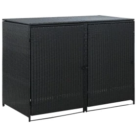 Cobertizo doble contenedor basura ratán negro 148x80x111cm de vidaXL, Cobertizos - Ref: Foro24-43887, Precio: 265,82 €, Descu...