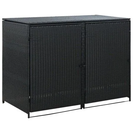 Double shed black rattan garbage container 148x80x111cm by vidaXL, Sheds - Ref: Foro24-43887, Price: 265,82 €, Discount: %