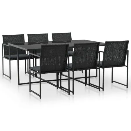 7-piece garden dining set and black synthetic rattan cushions by vidaXL, Garden sets - Ref: Foro24-44444, Price: 509,08 €, Di...