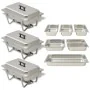 Set calentador de comida para buffet 3 piezas acero inoxidable de vidaXL, Escalfadores - Ref: Foro24-50529, Precio: 178,79 €,...