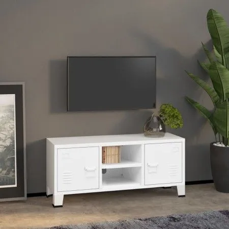 Industrielles TV-Möbel aus weißem Metall 105x35x42 cm von vidaXL, TV-Möbel - Ref: Foro24-339619, Preis: 75,55 €, Rabatt: %