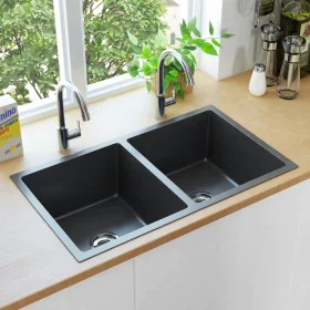 Handgefertigte Küchenspüle aus schwarzem Edelstahl von vidaXL, Sinkt - Ref: Foro24-145085, Preis: 178,77 €, Rabatt: %