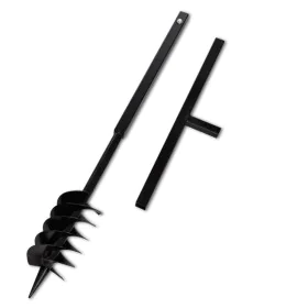 Black Steel Earth Drill With Handle 120 mm Double Spiral by vidaXL, Helical augers - Ref: Foro24-141025, Price: 46,90 €, Disc...