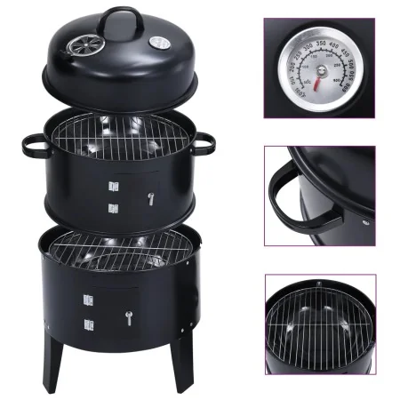 Charcoal smoker barbecue 3 in 1 40x80 cm by vidaXL, Barbecues - Ref: Foro24-46613, Price: 82,56 €, Discount: %