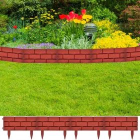 Verja separadora de césped color ladrillo 11 piezas de vidaXL, Ribetes y bordes para jardín - Ref: Foro24-141257, Precio: 38,...