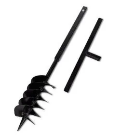 Schwarzer Stahl-Erdbohrer mit Griff 150 mm Drei Spiralen von vidaXL, Spiralschnecken - Ref: Foro24-141026, Preis: 48,04 €, Ra...