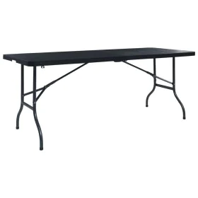 Folding garden table imitation HDPE rattan black 180x75x72 cm by vidaXL, Garden tables - Ref: Foro24-48831, Price: 100,76 €, ...