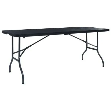 Folding garden table imitation HDPE rattan black 180x75x72 cm by vidaXL, Garden tables - Ref: Foro24-48831, Price: 100,76 €, ...