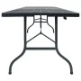 Folding garden table imitation HDPE rattan black 180x75x72 cm by vidaXL, Garden tables - Ref: Foro24-48831, Price: 100,76 €, ...
