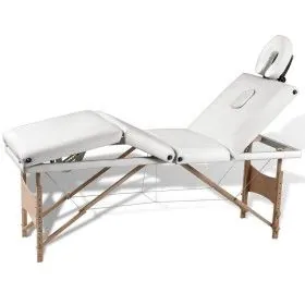 Folding massage table 4 zones cream wood structure by vidaXL, massage tables - Ref: Foro24-110096, Price: 190,68 €, Discount: %