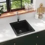 Fregadero sobrepuesto de granito negro de vidaXL, Fregaderos - Ref: Foro24-141672, Precio: 148,53 €, Descuento: %